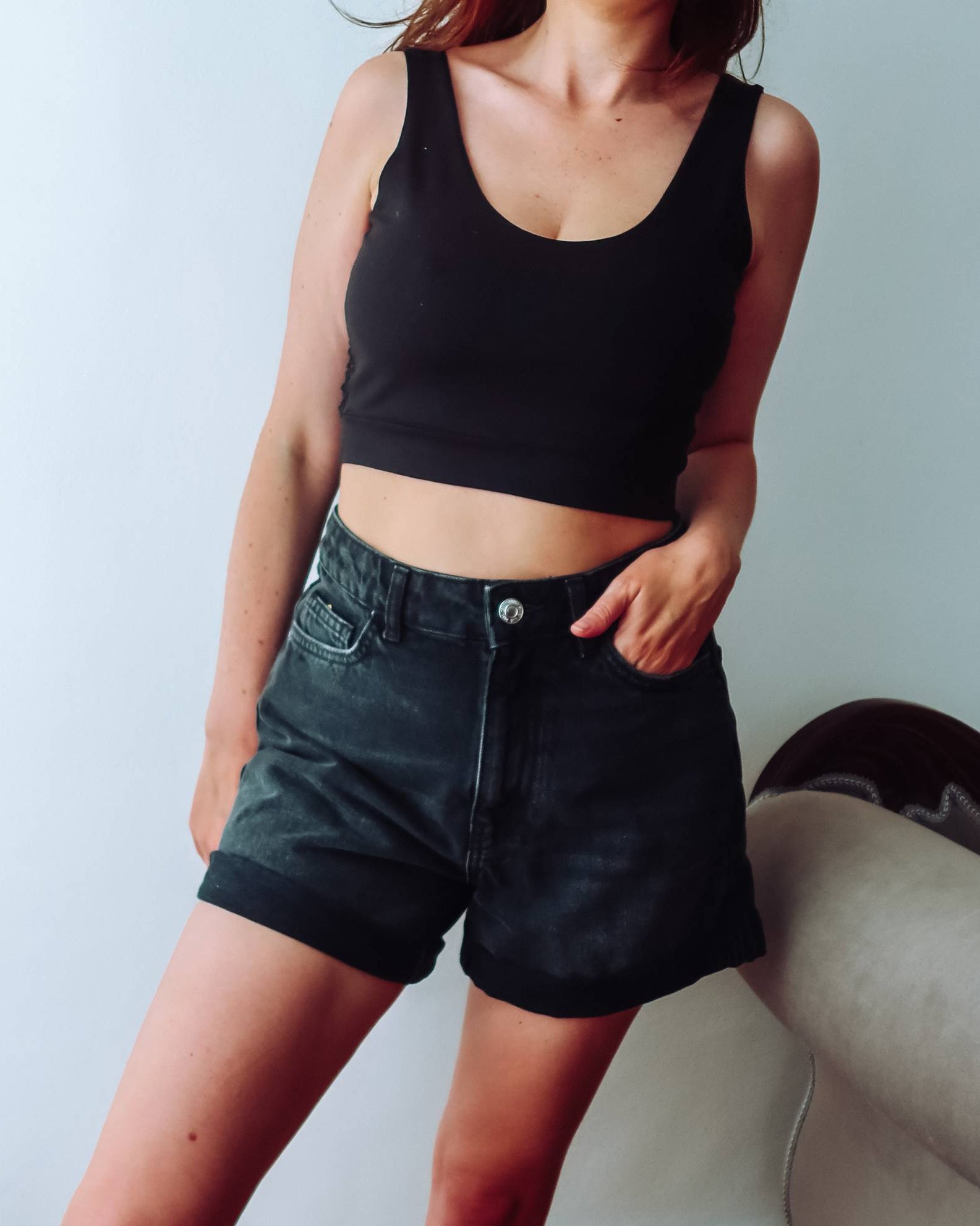 Black Lace Back Crop Top