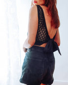 Black Lace Back Crop Top