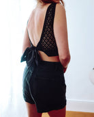 Black Lace Back Crop Top