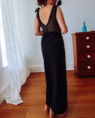 Black Lace Back Cotton Maxi Dress