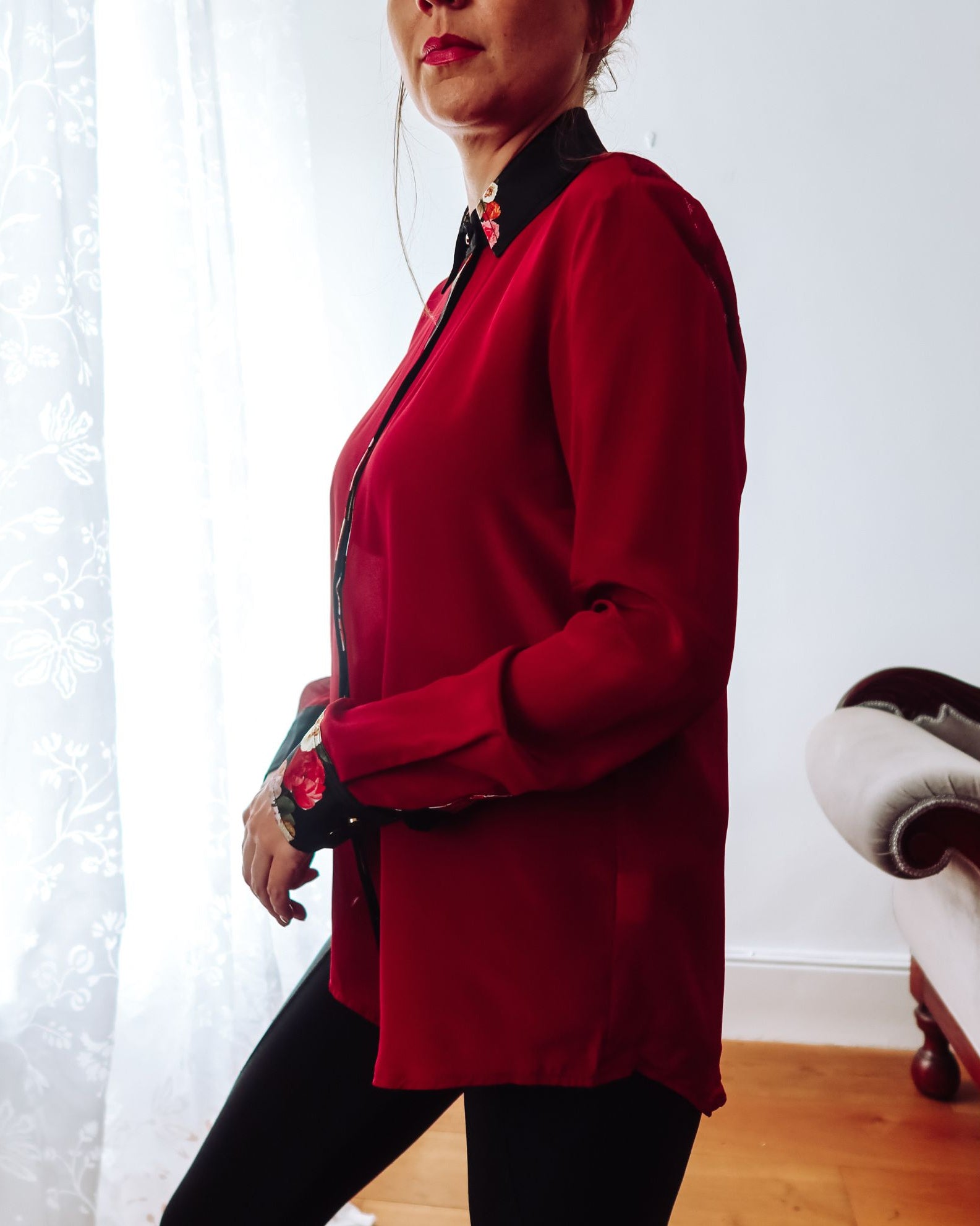 Burgundy Red Classic Silk Shirt Sophie Cameron Davies