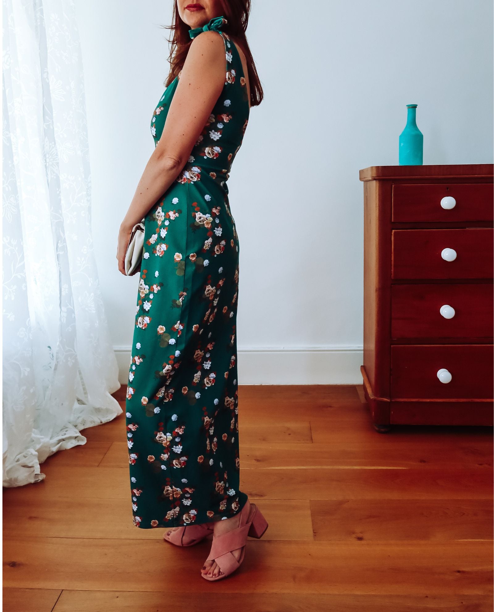 Green Floral Cotton Maxi Dress Sophie Cameron Davies