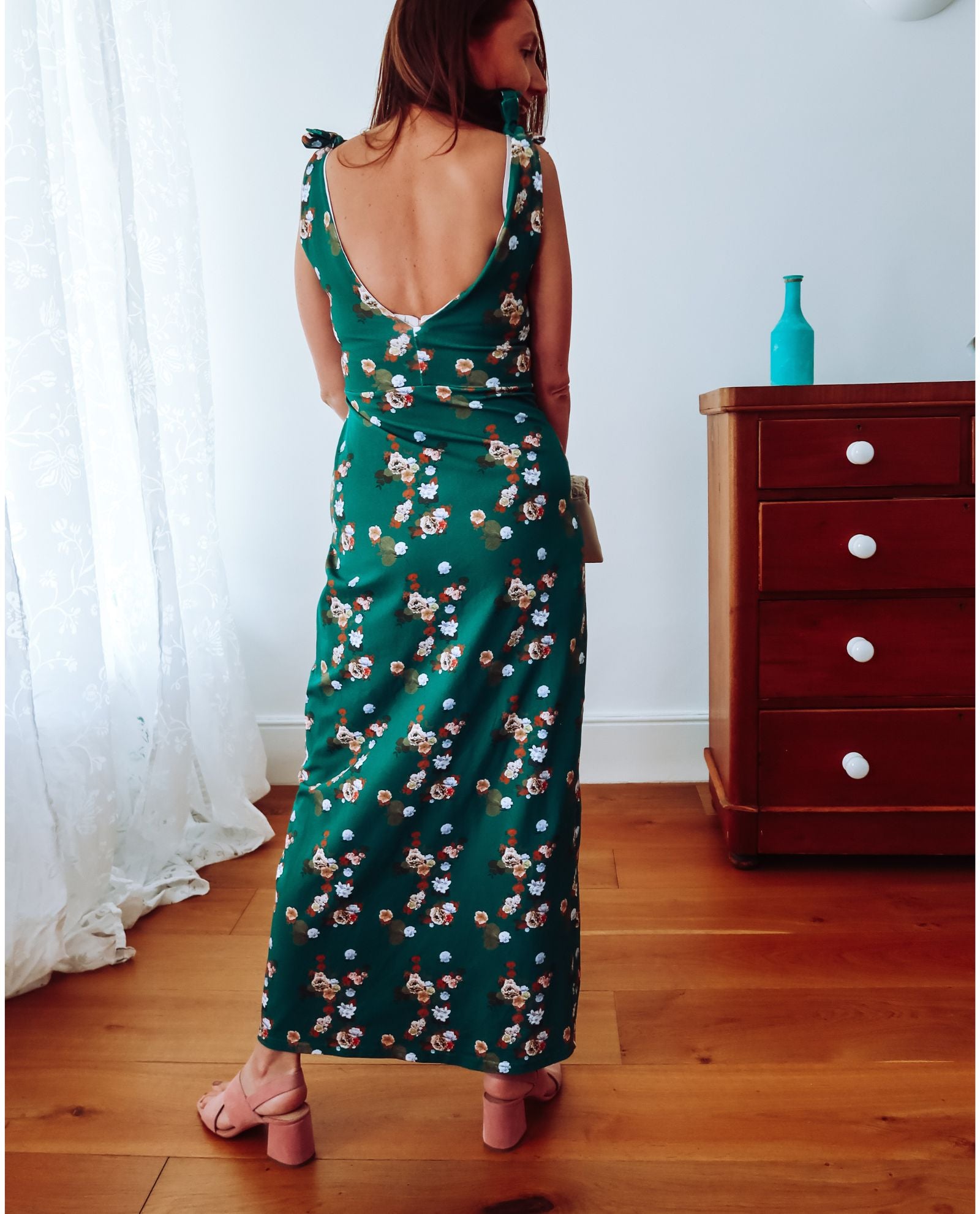 Green Floral Cotton Maxi Dress Sophie Cameron Davies