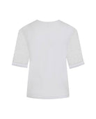 Ivory Lace Sleeve Cotton T-Shirt