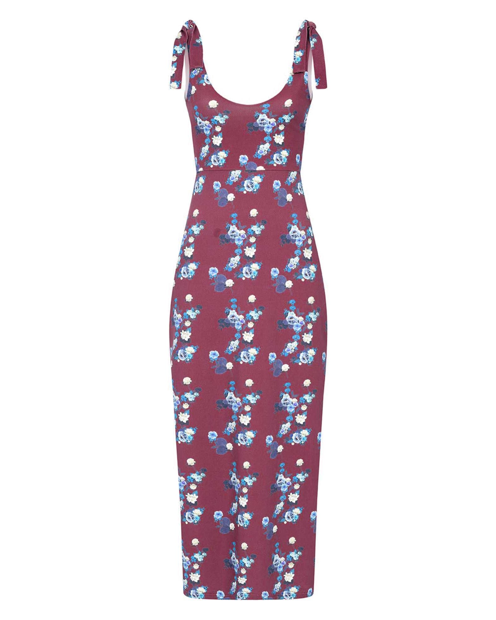Maroon Floral Cotton Maxi Dress Sophie Cameron Davies