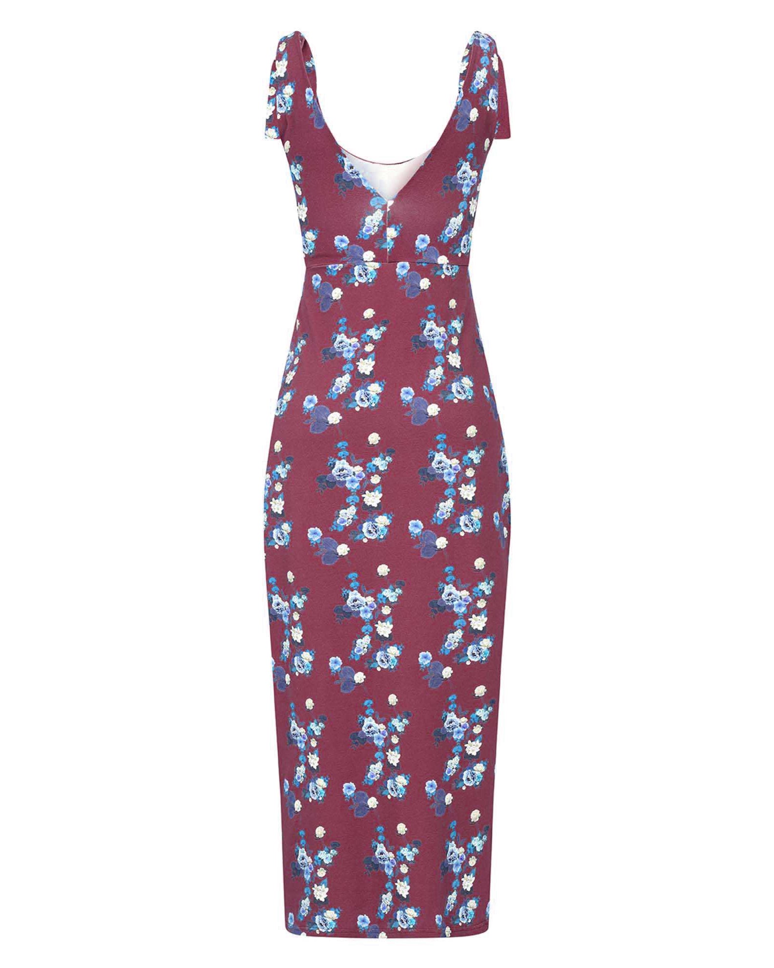 Maroon Floral Cotton Maxi Dress Sophie Cameron Davies