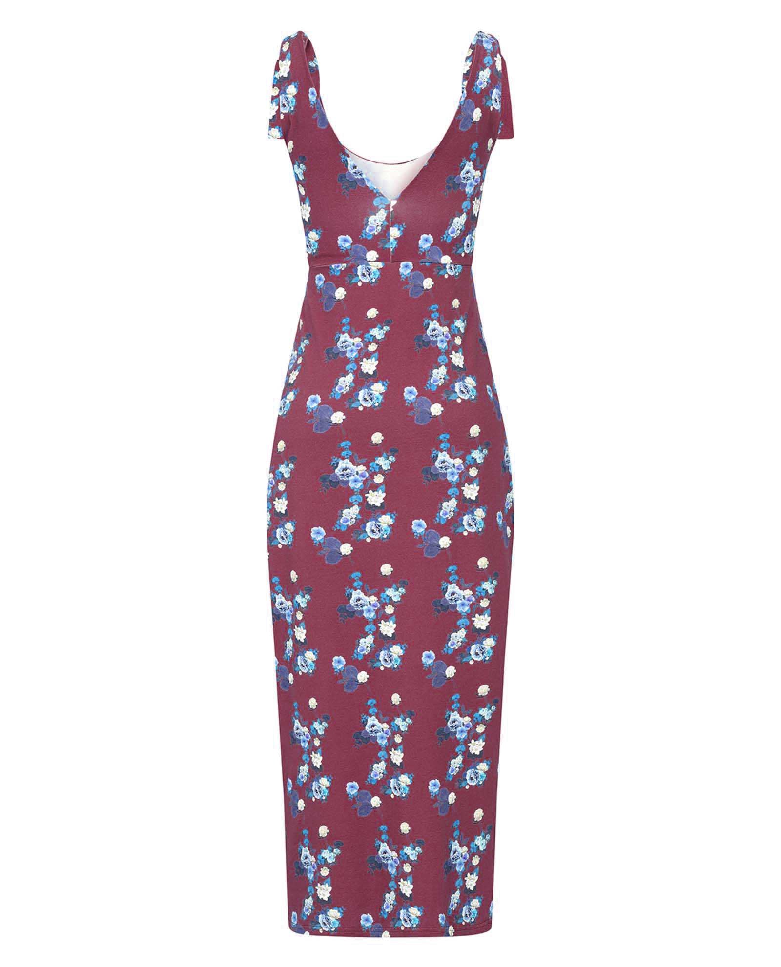Maroon Floral Cotton Maxi Dress Sophie Cameron Davies