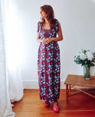 Maroon Floral Cotton Maxi Dress Sophie Cameron Davies