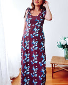 Maroon Floral Cotton Maxi Dress Sophie Cameron Davies