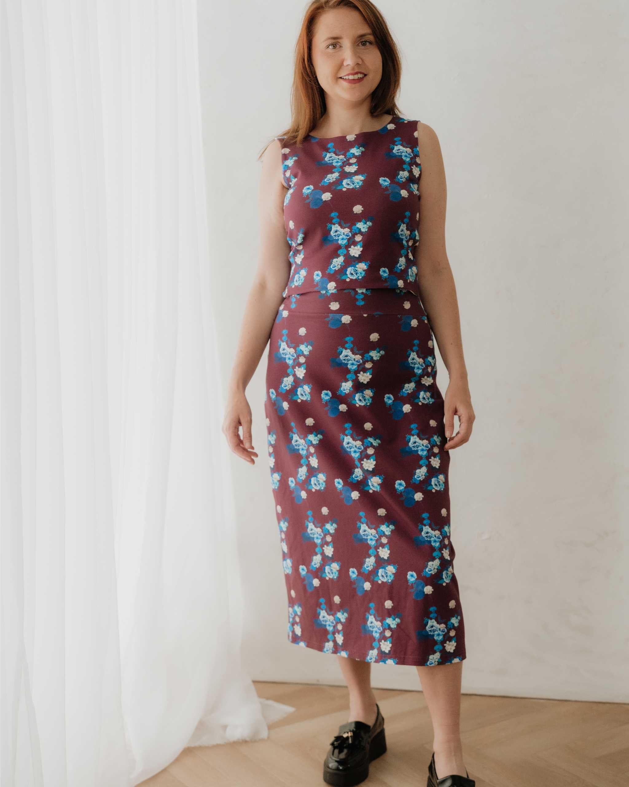 Maroon Floral Tie Back Top