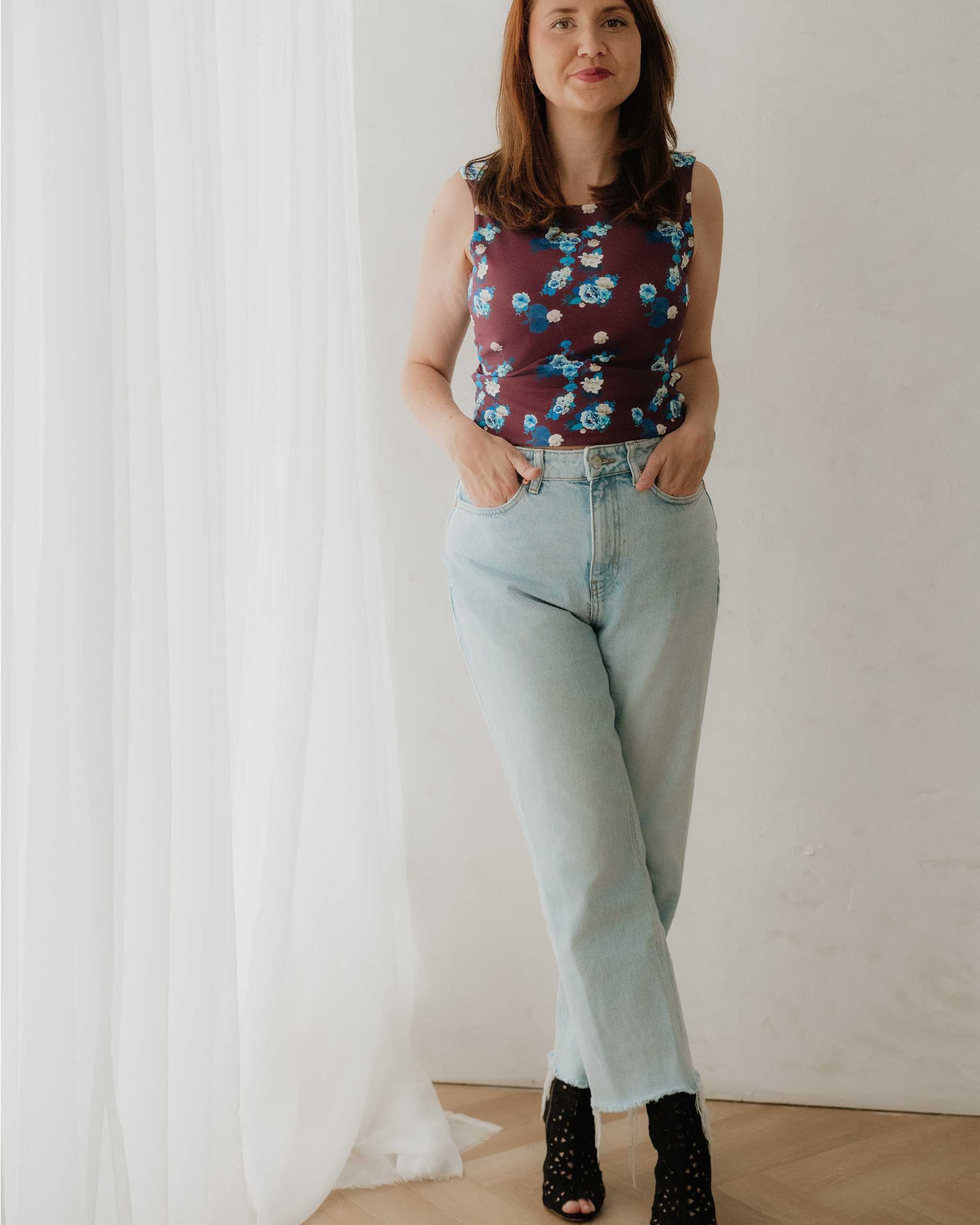 Maroon Floral Tie Back Top