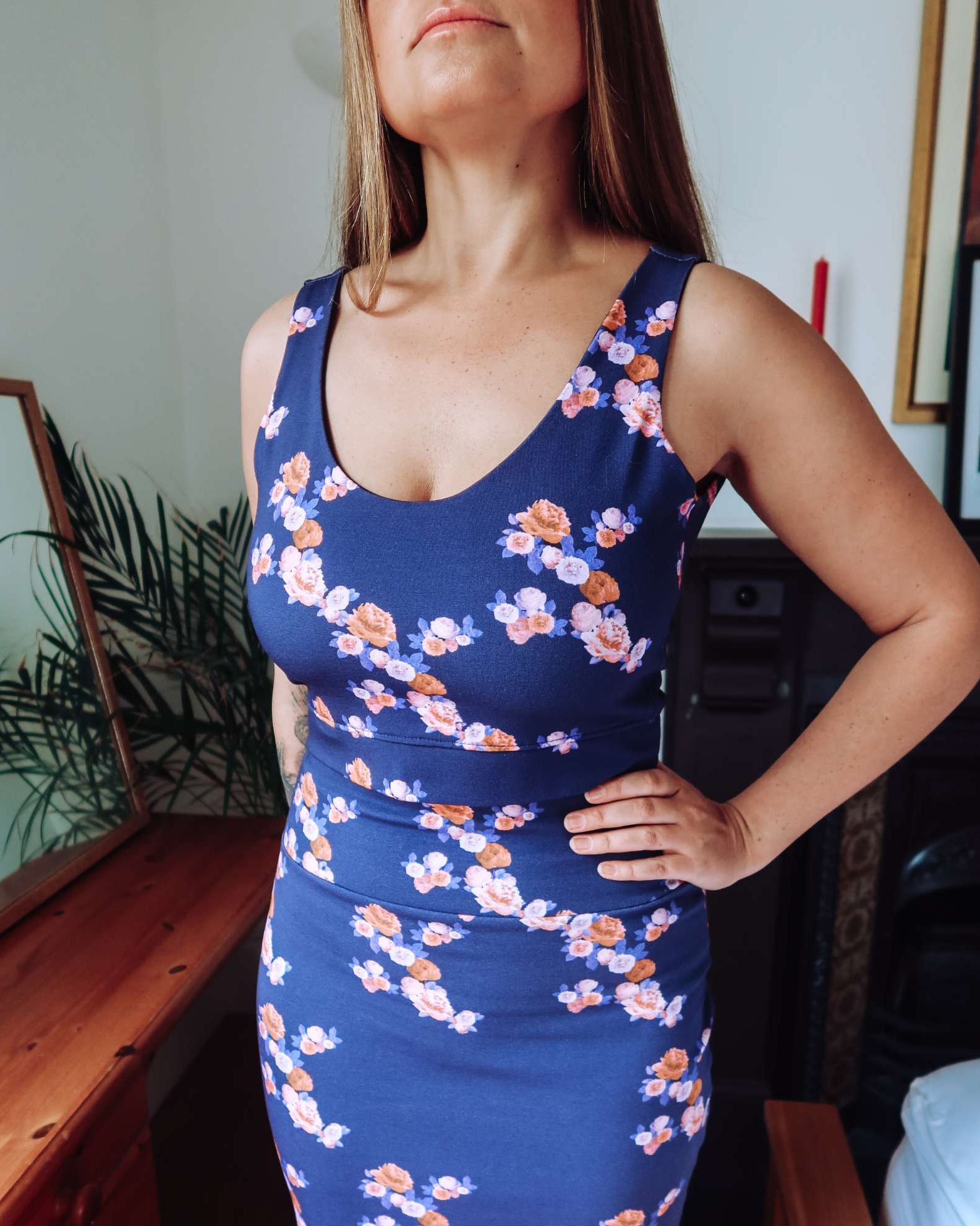 Navy Blue Floral Crop Top Sophie Cameron Davies