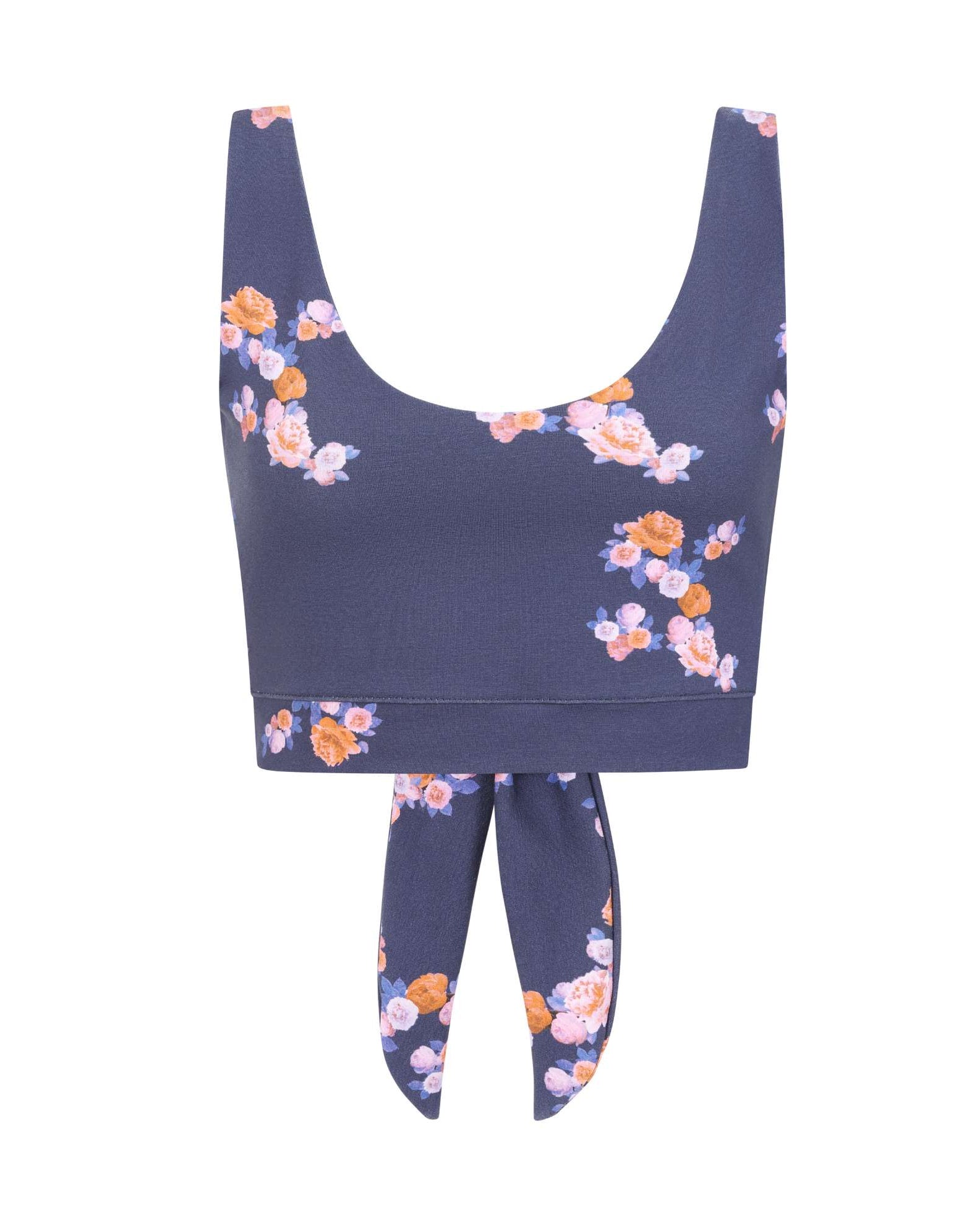 Navy Blue Floral Crop Top Sophie Cameron Davies