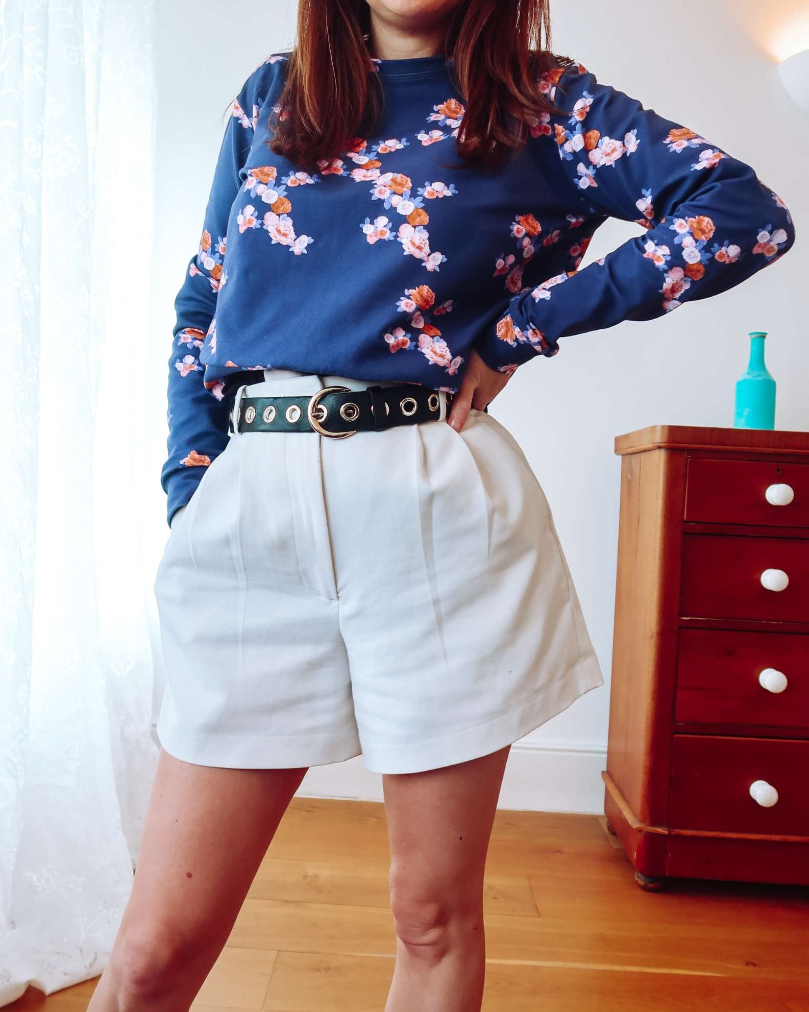 Navy Blue Floral Sweatshirt Sophie Cameron Davies