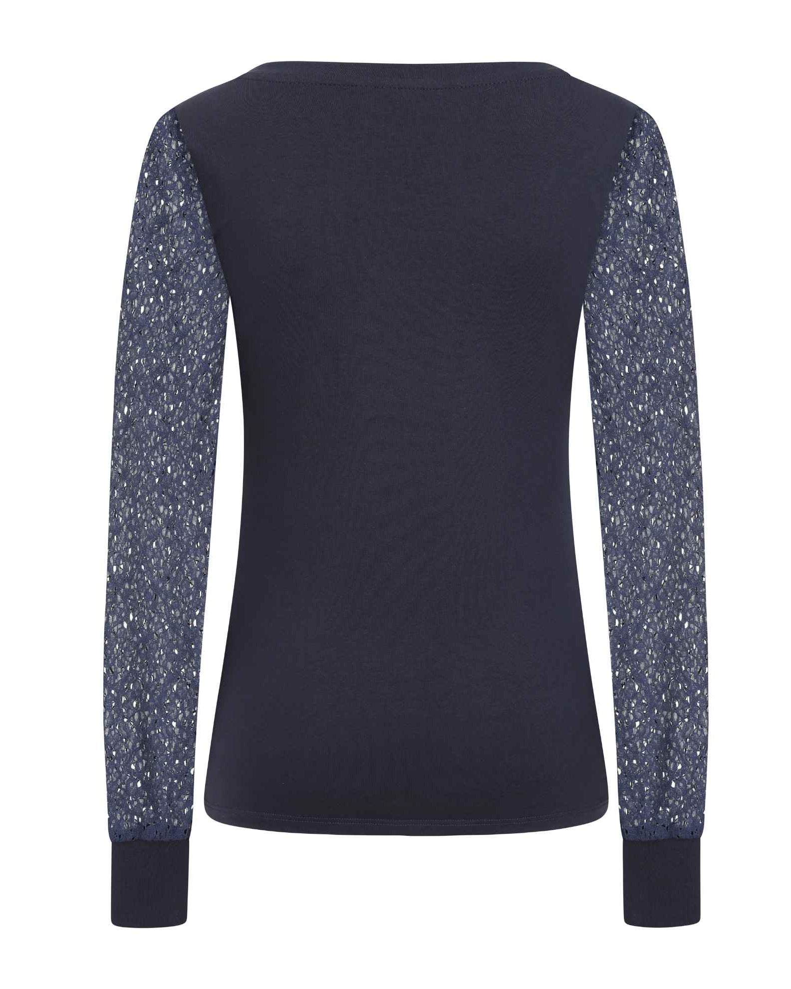 Navy Blue V-Neck Lace Sleeve Top Sophie Cameron Davies