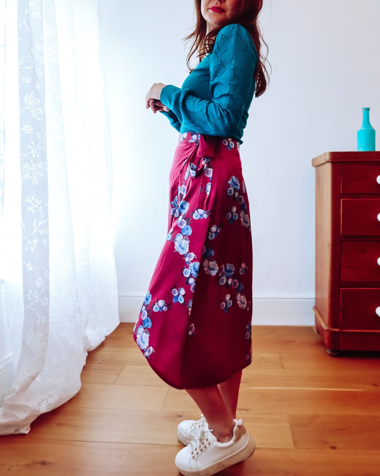 Pink Peony Silk Wrap Skirt