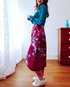 Pink Peony Silk Wrap Skirt