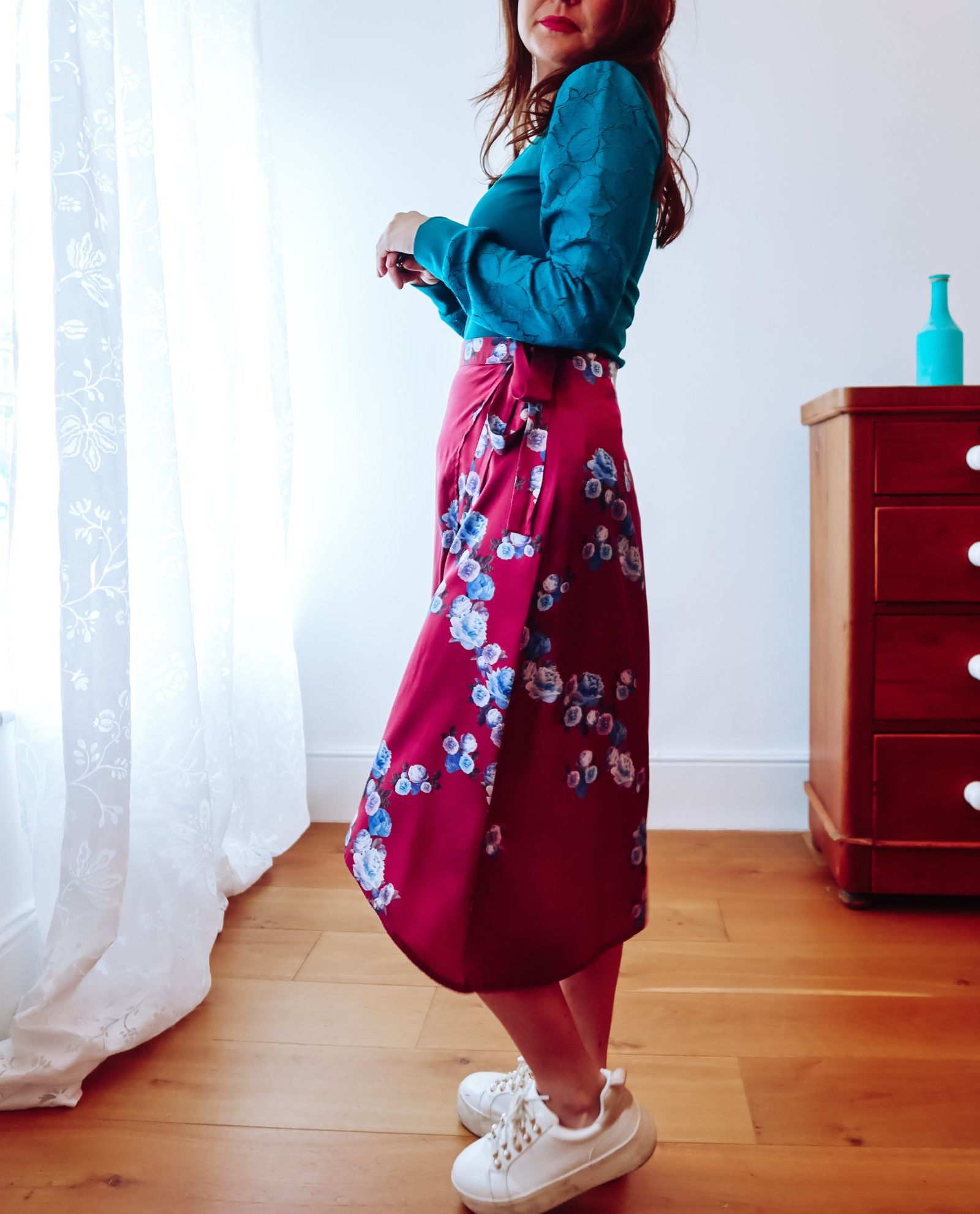 Pink Peony Silk Wrap Skirt