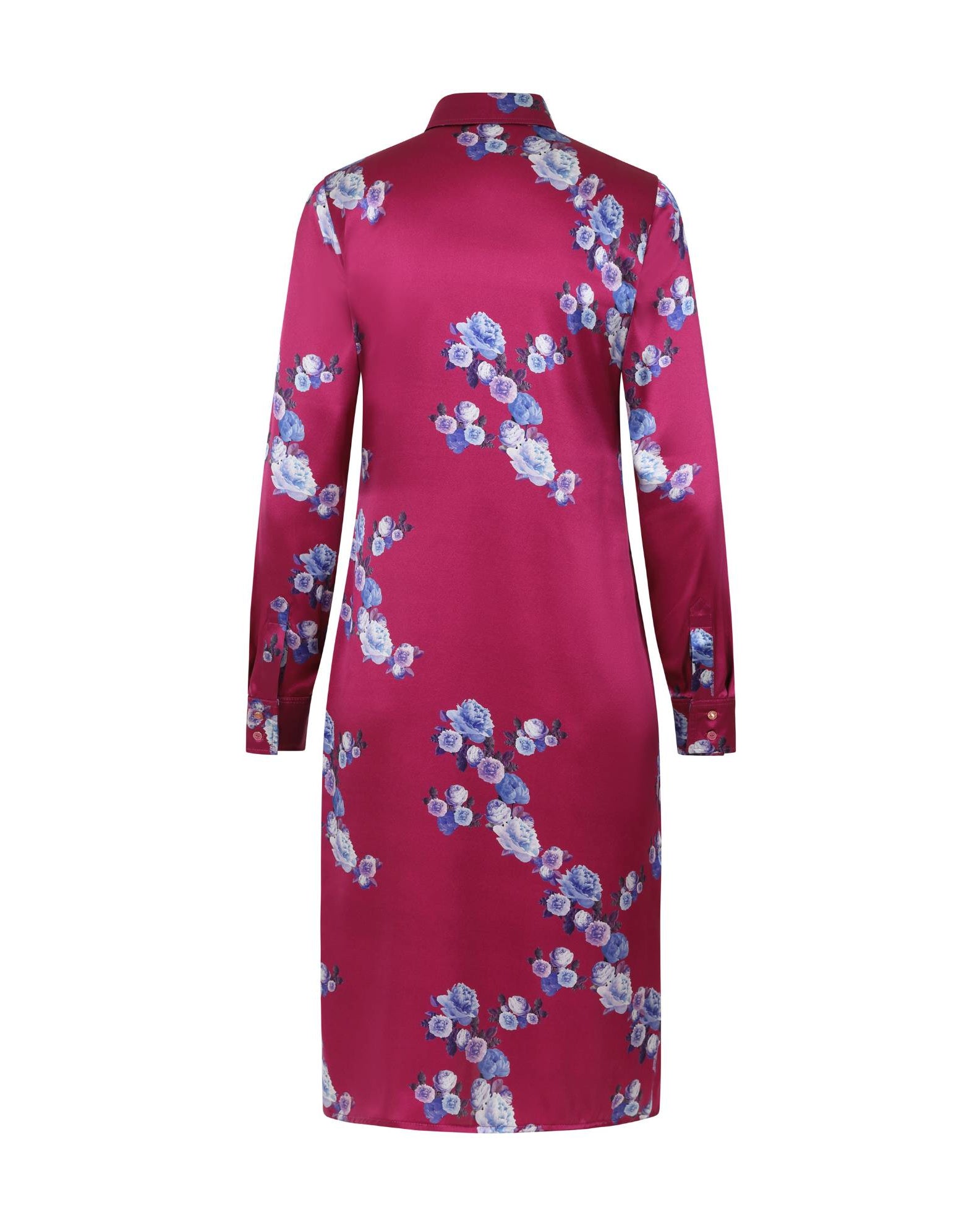 Pink Peony Silk Shirt Dress