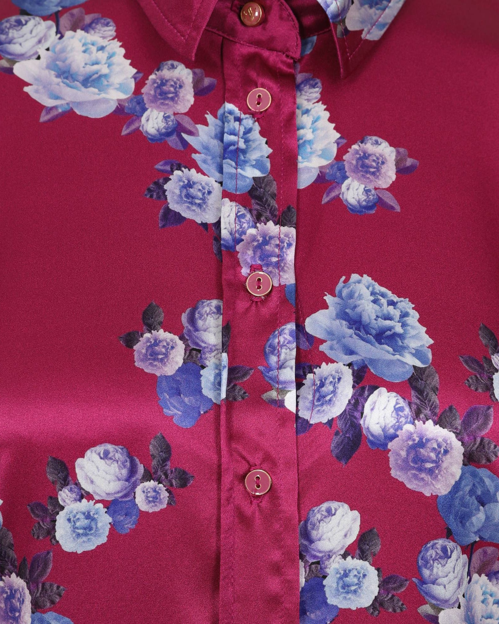 Pink Peony Silk Shirt Dress