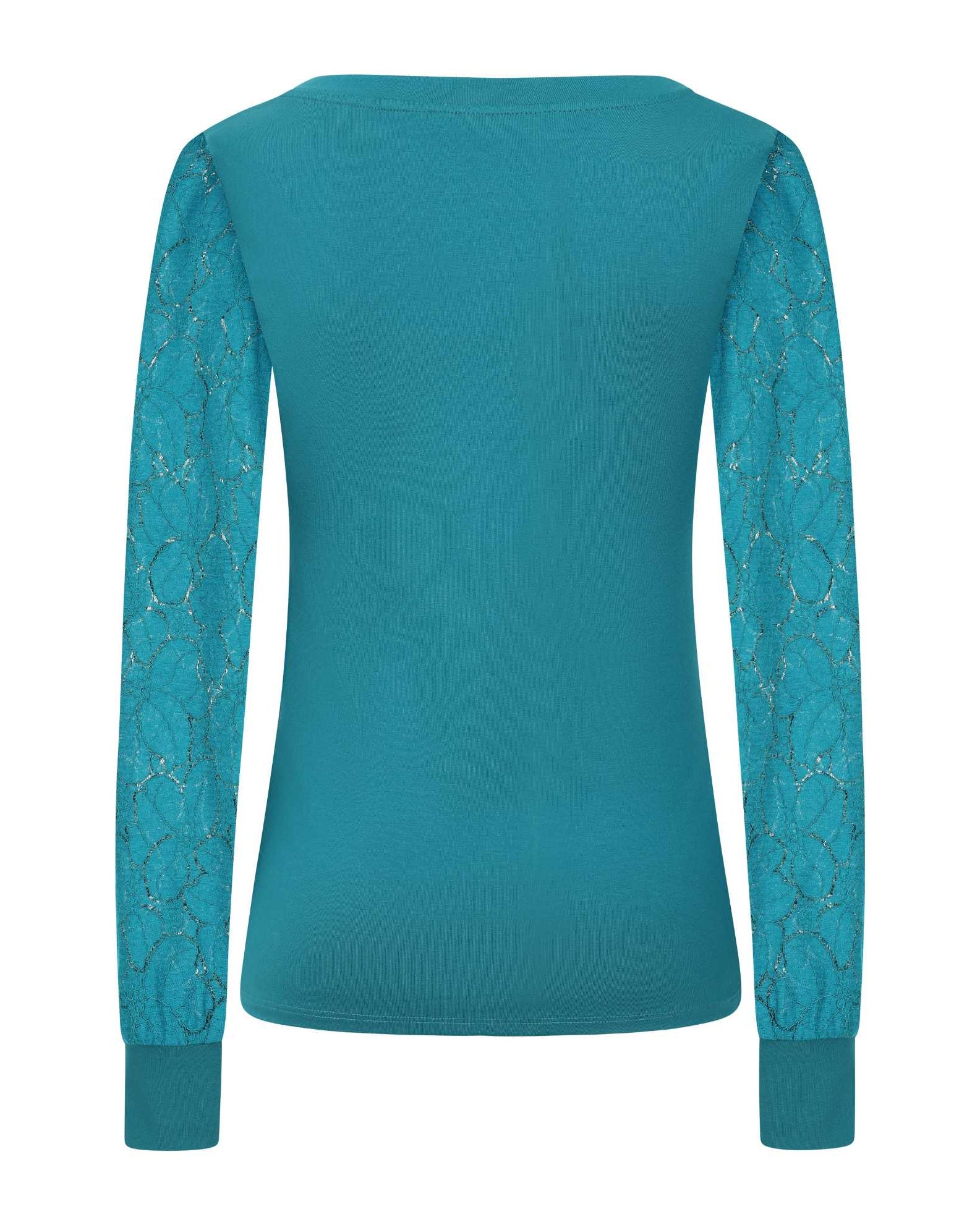 Teal V-Neck Lace Sleeve Top Sophie Cameron Davies