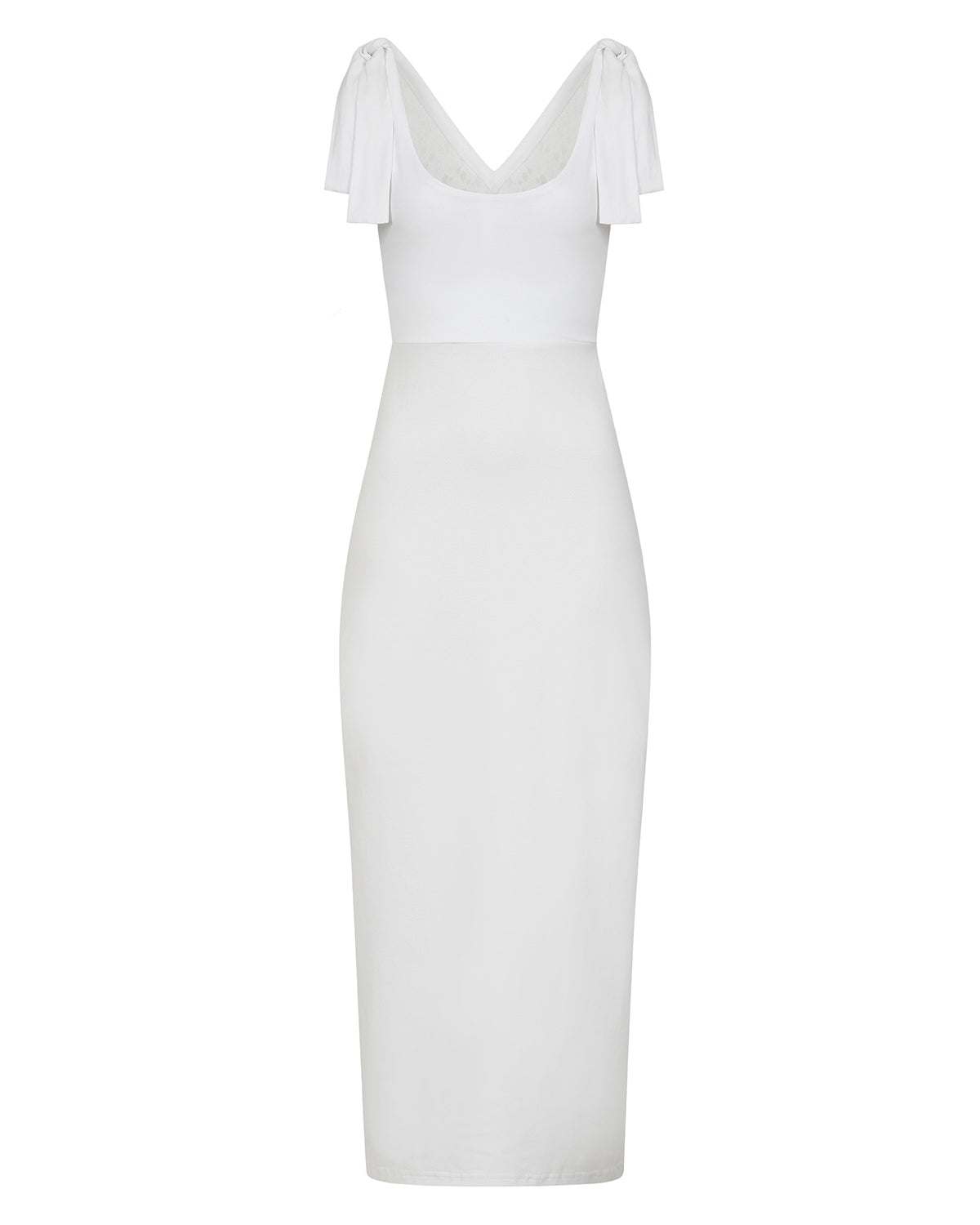 White Lace Back Cotton Maxi Dress