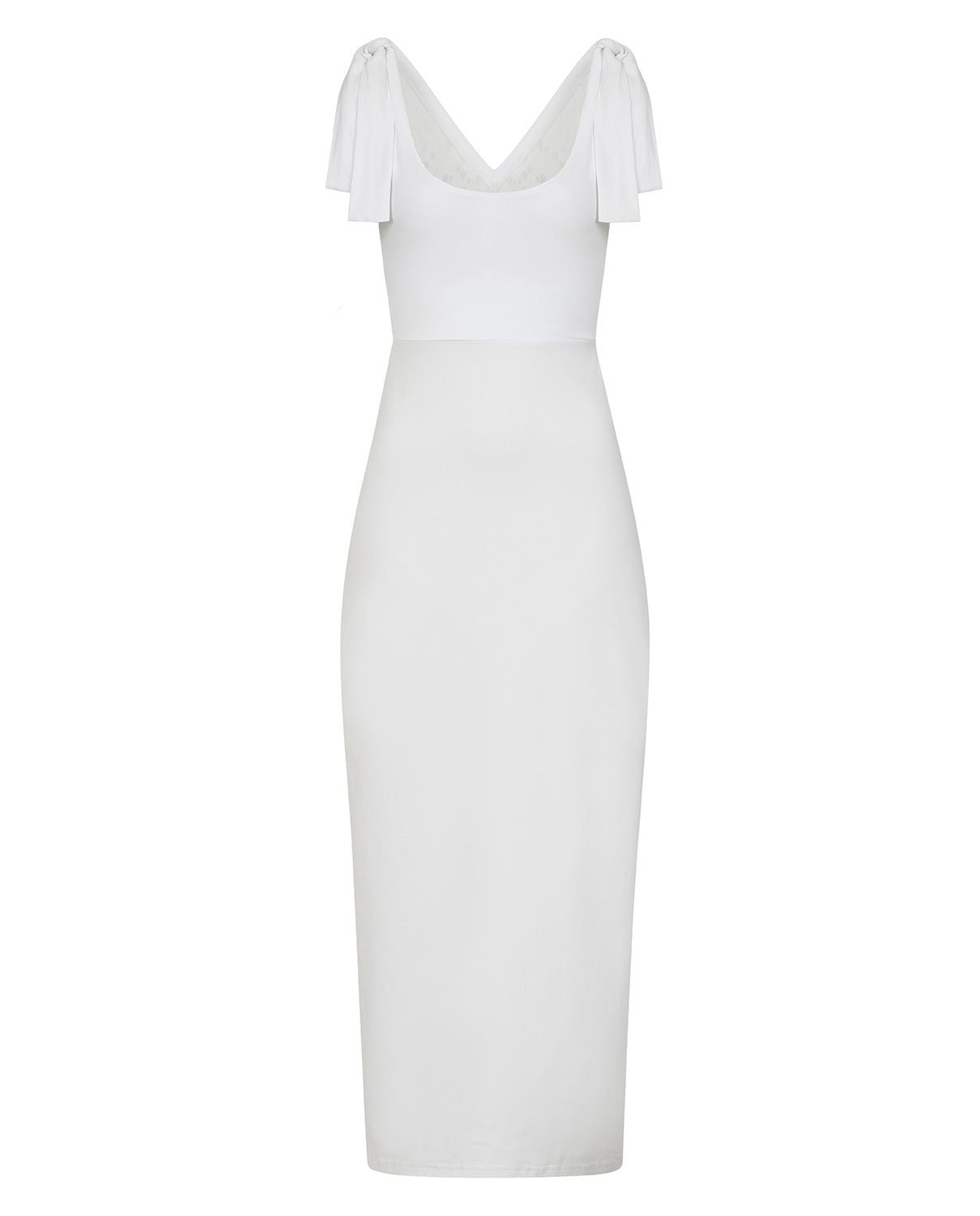 White Lace Back Cotton Maxi Dress