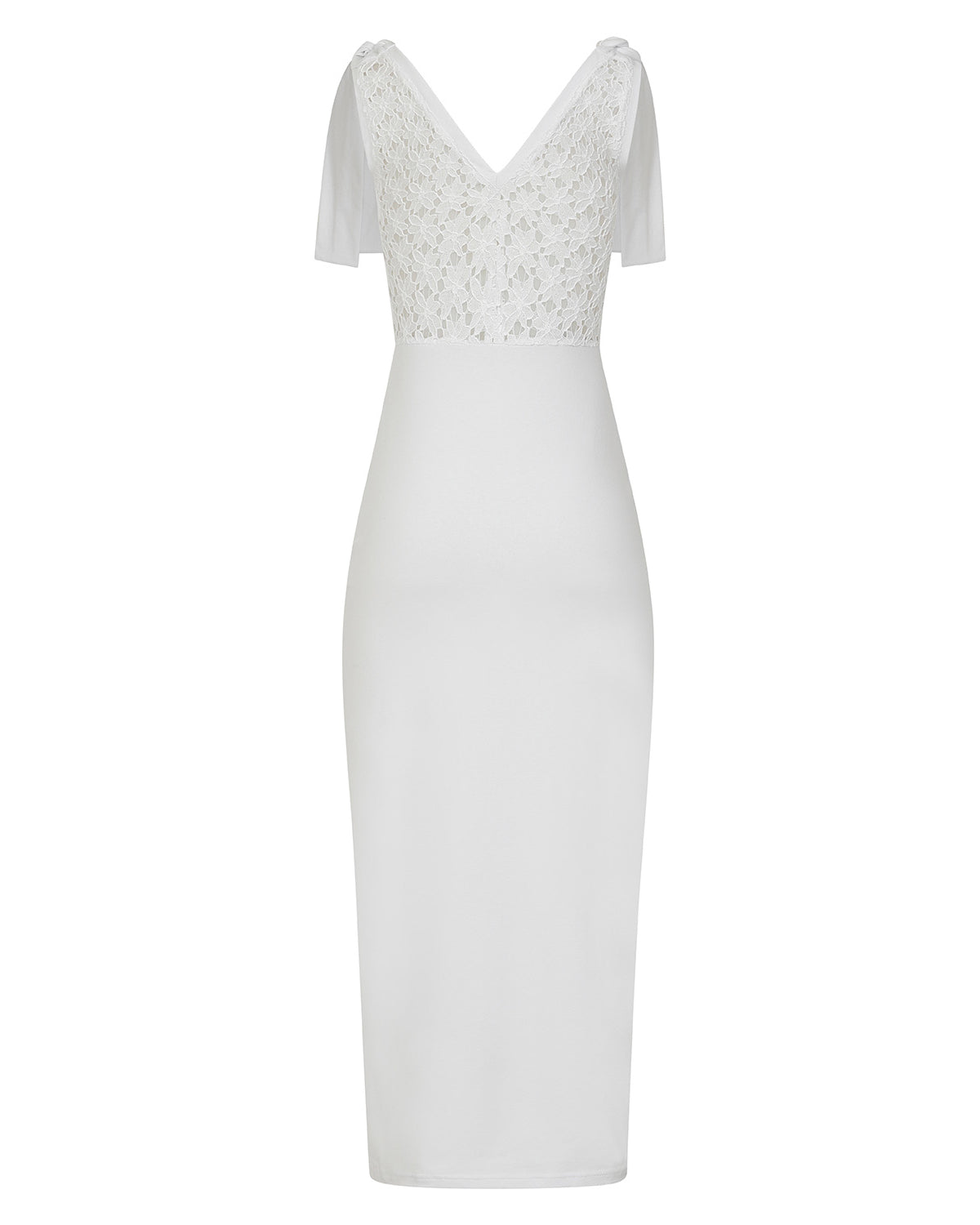 White Lace Back Cotton Maxi Dress