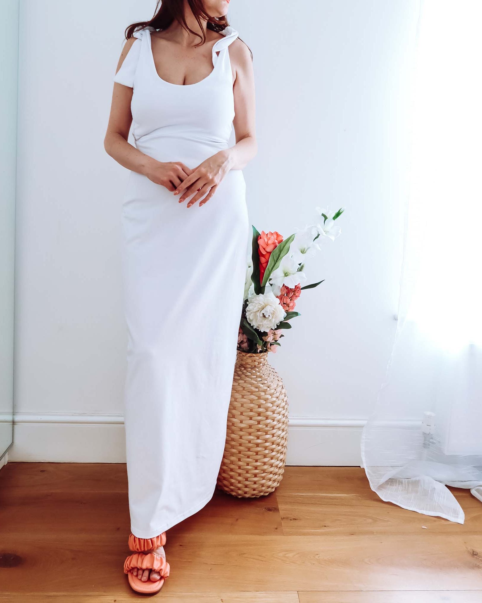 White Lace Back Cotton Maxi Dress