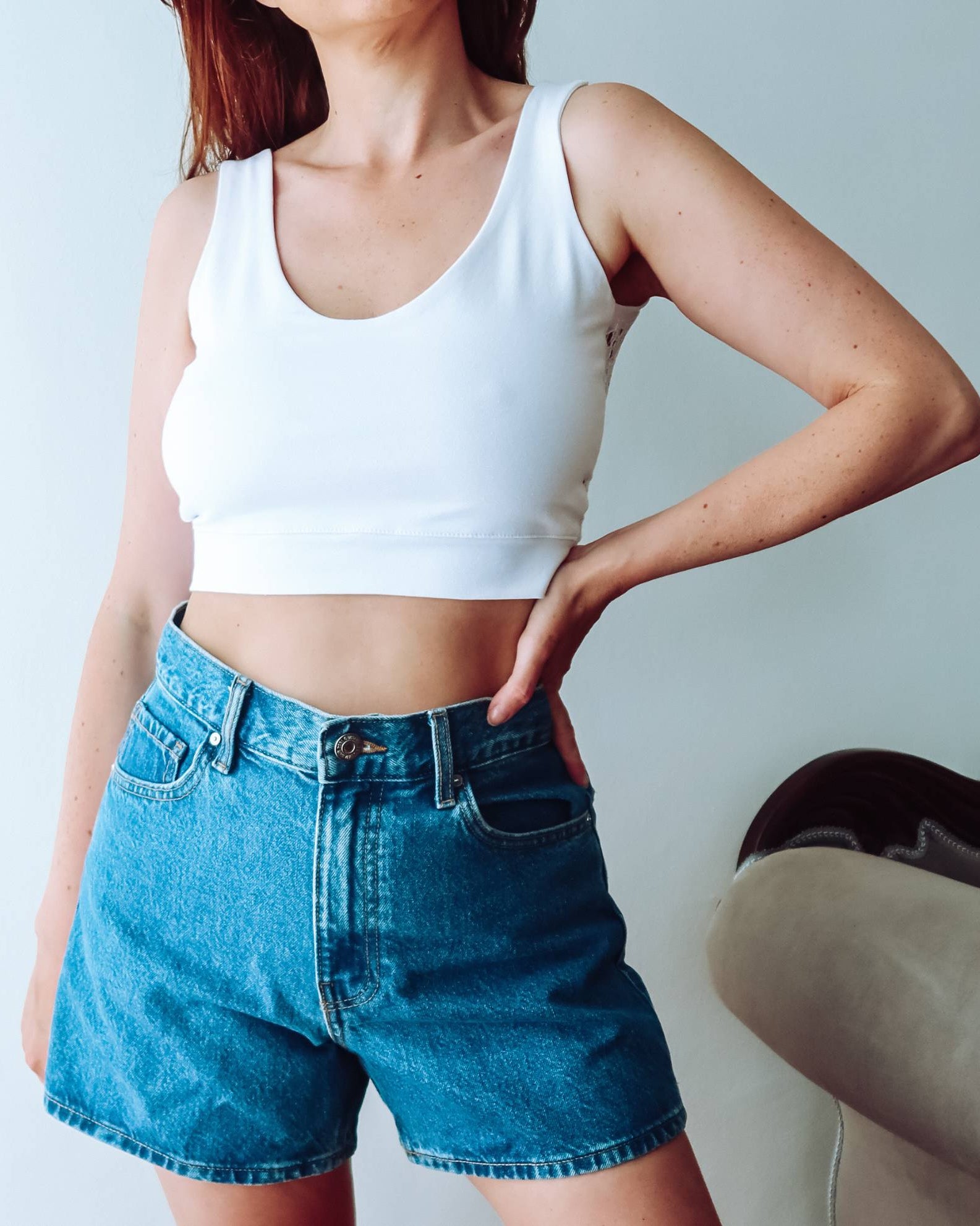 White Lace Back Crop Top