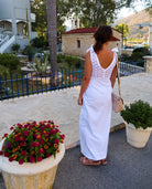 White Lace Back Cotton Maxi Dress