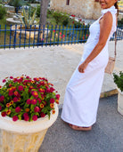 White Lace Back Cotton Maxi Dress