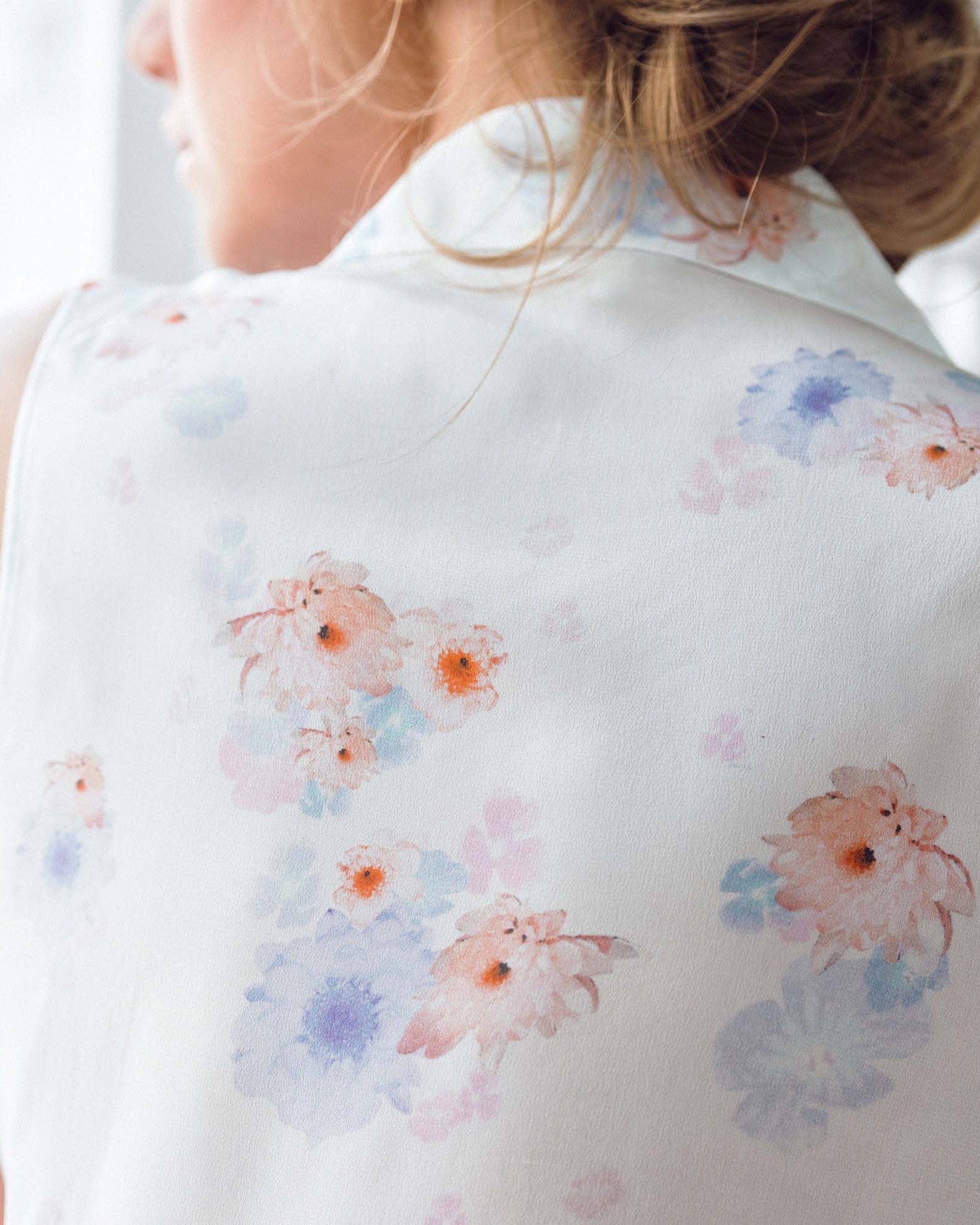 Beach Flower Print Silk Top