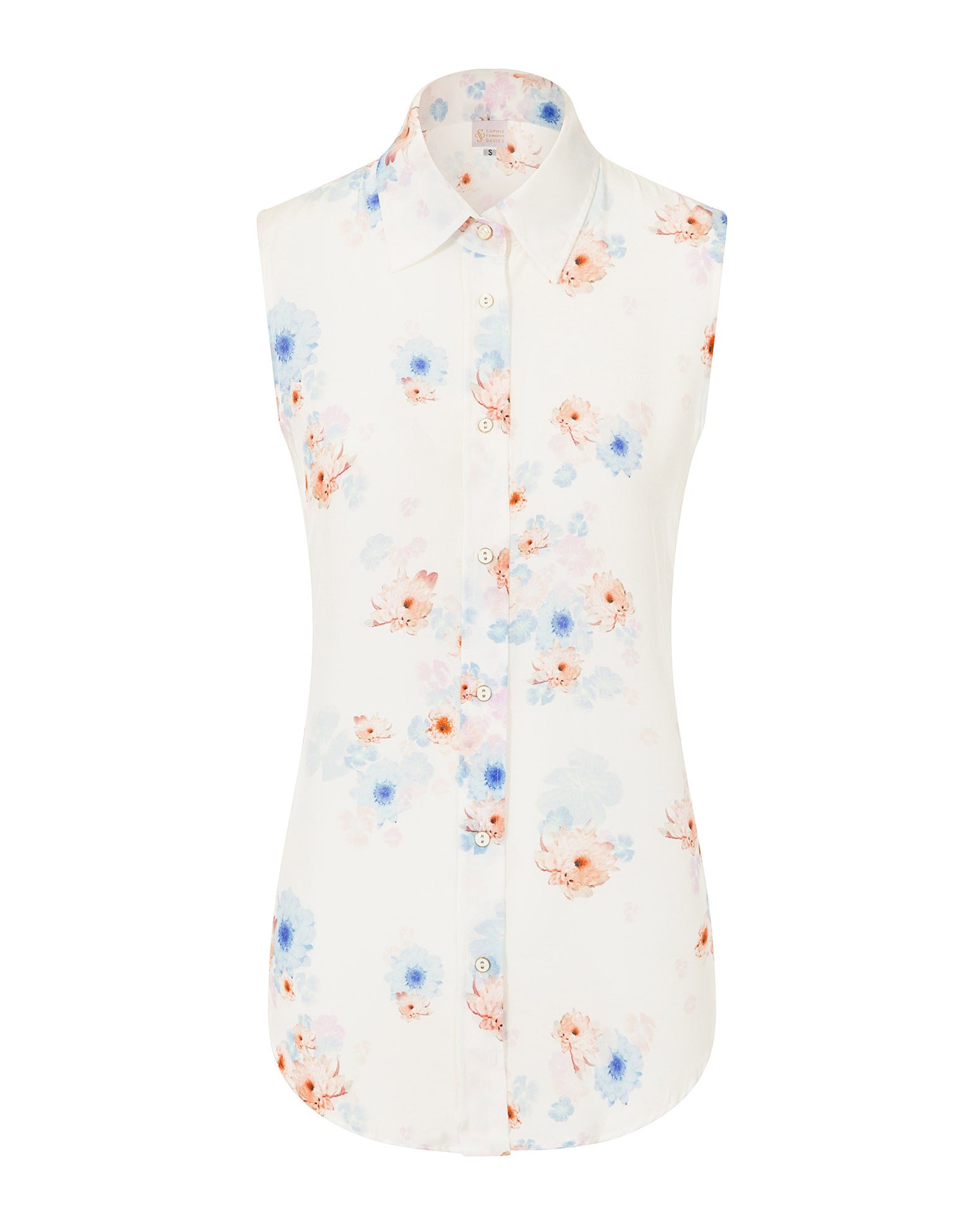 Beach Flower Print Silk crepe de chine Top