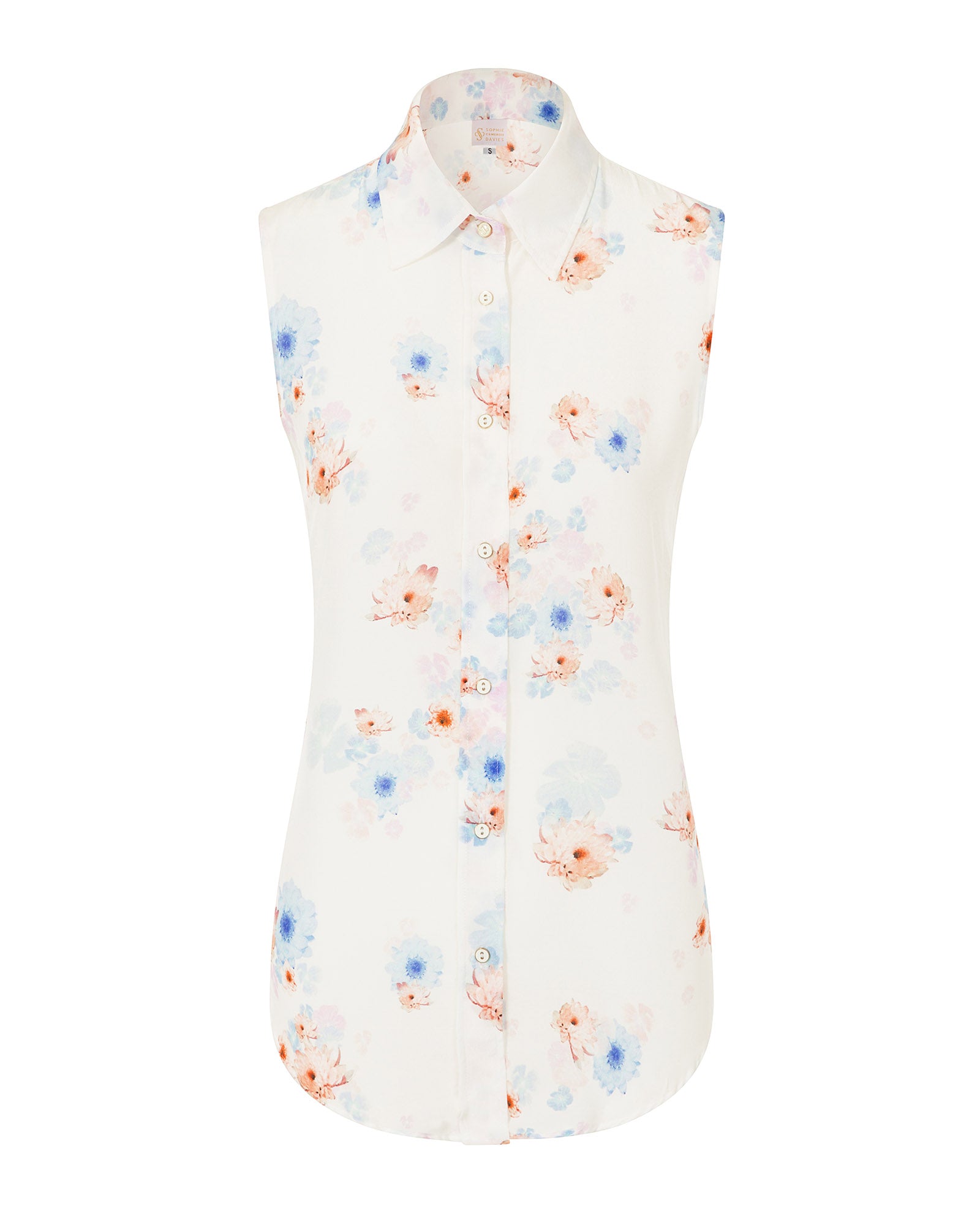 Beach Flower Print Silk crepe de chine Top