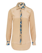 Printed Classic Silk Shirt Beige