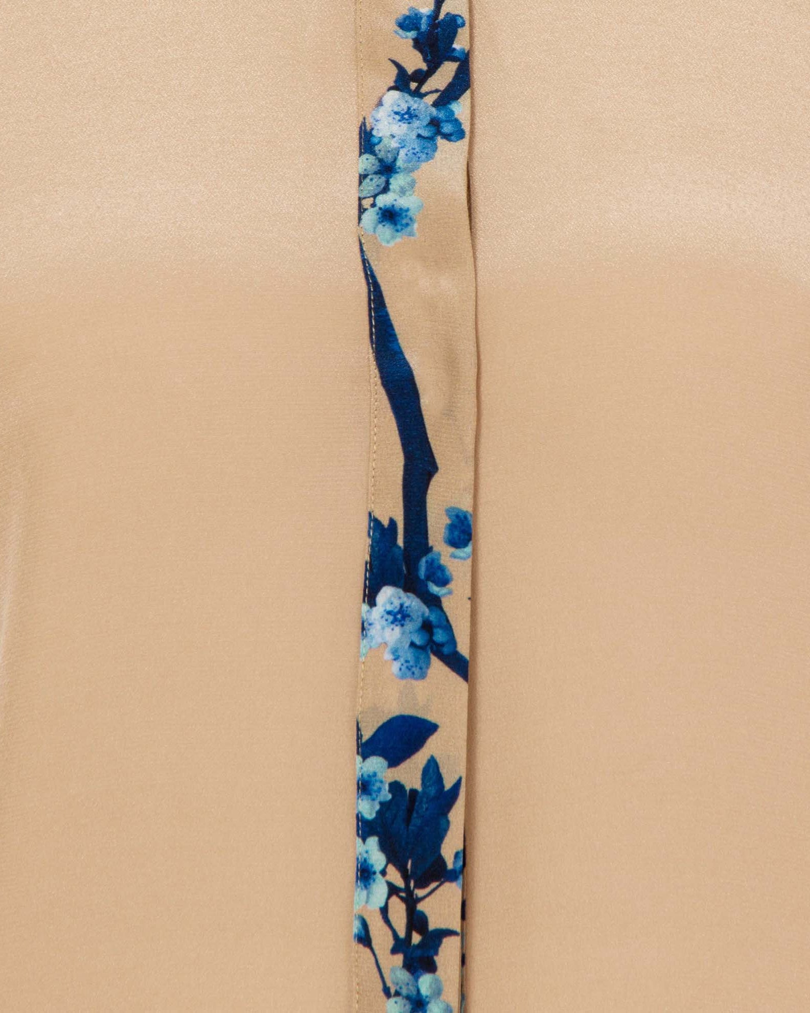 Printed Classic Silk Shirt Beige