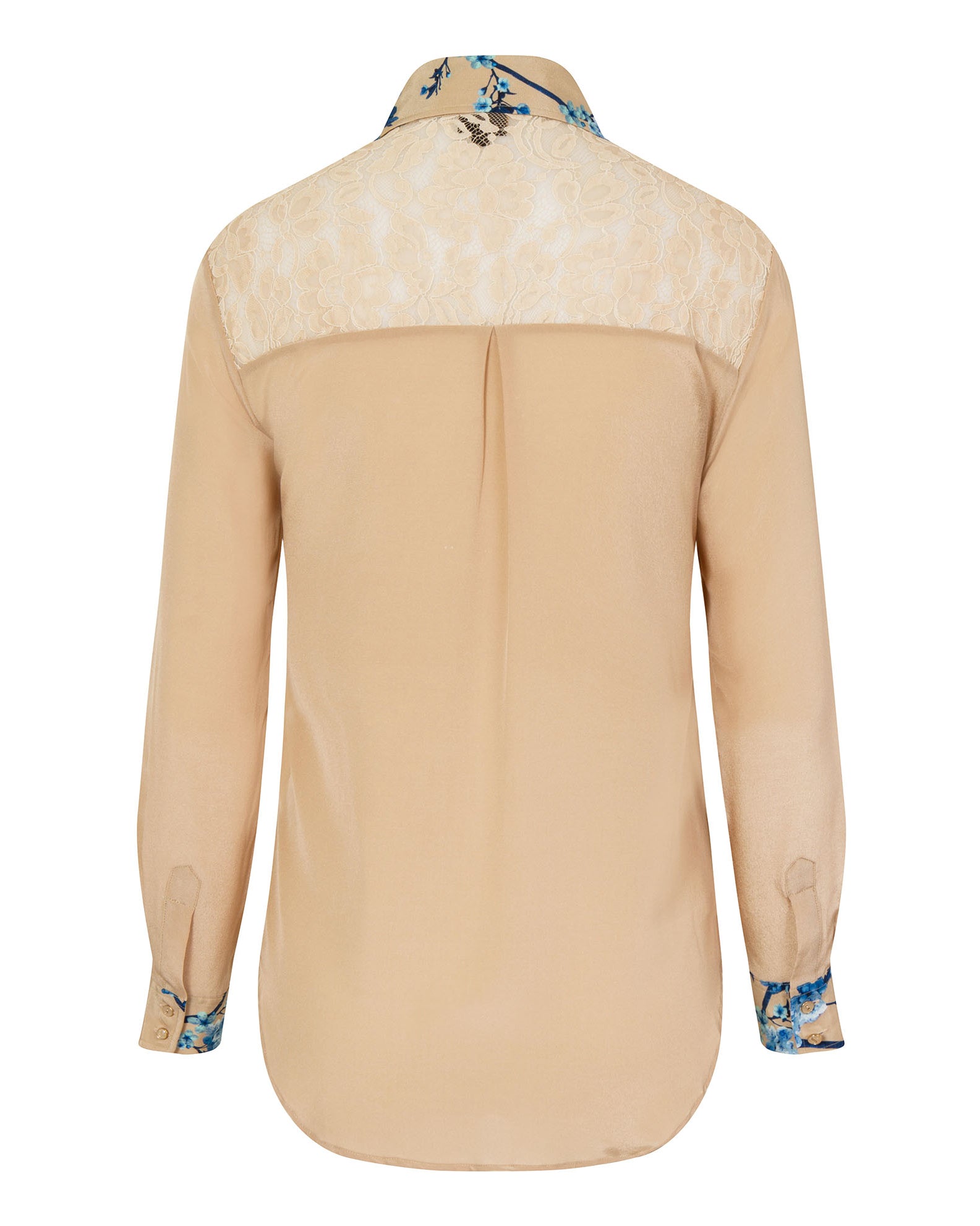 Printed Classic Silk Shirt Beige