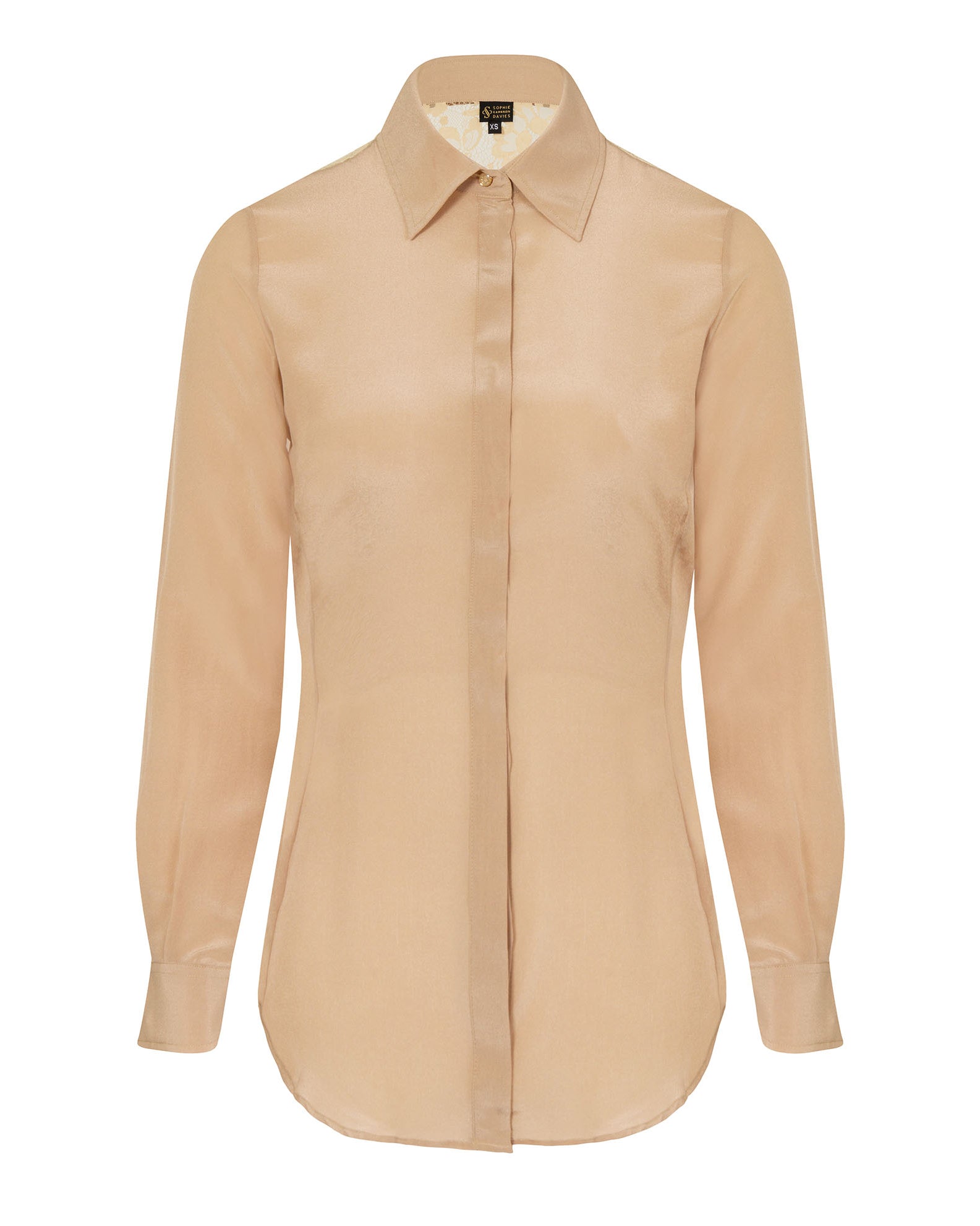 Fitted Silk Shirt Beige