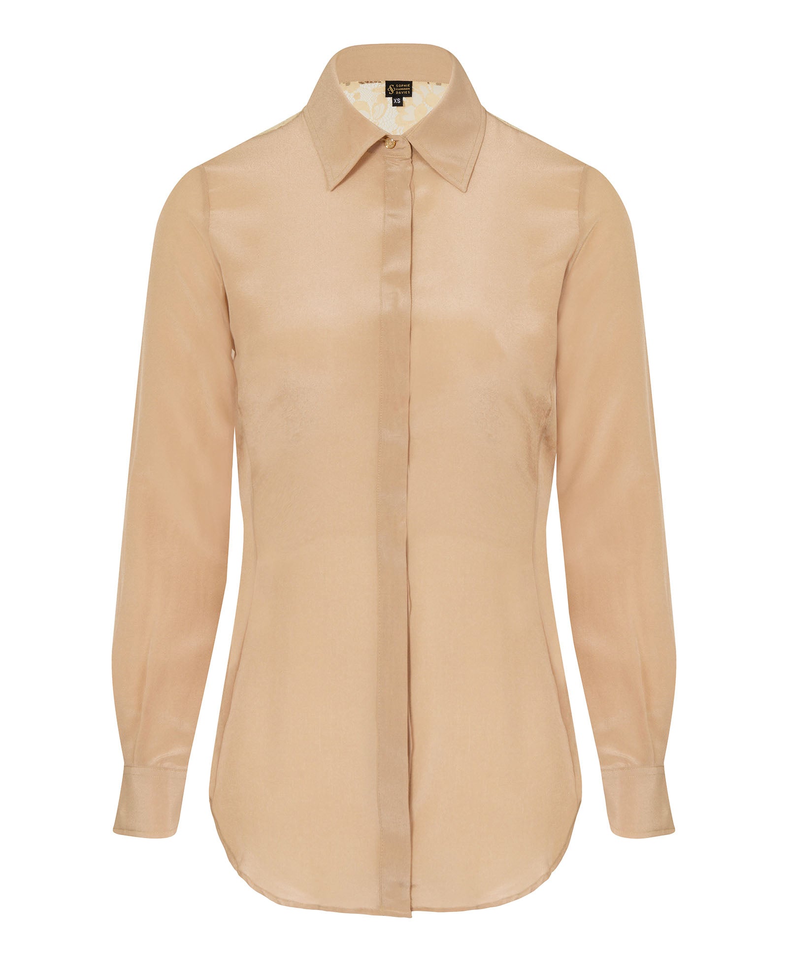 Fitted Silk Shirt Beige