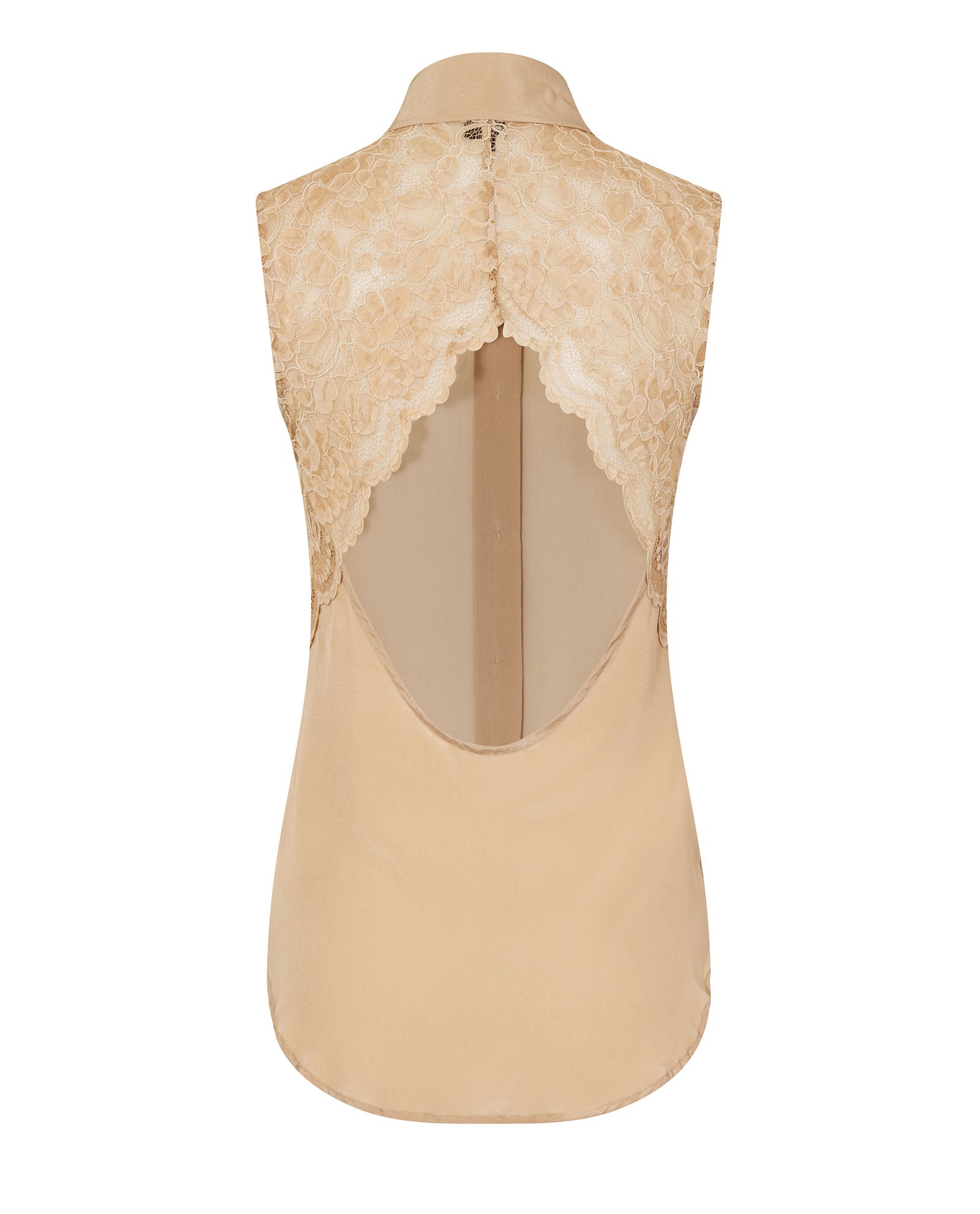 Lace Back Top Beige