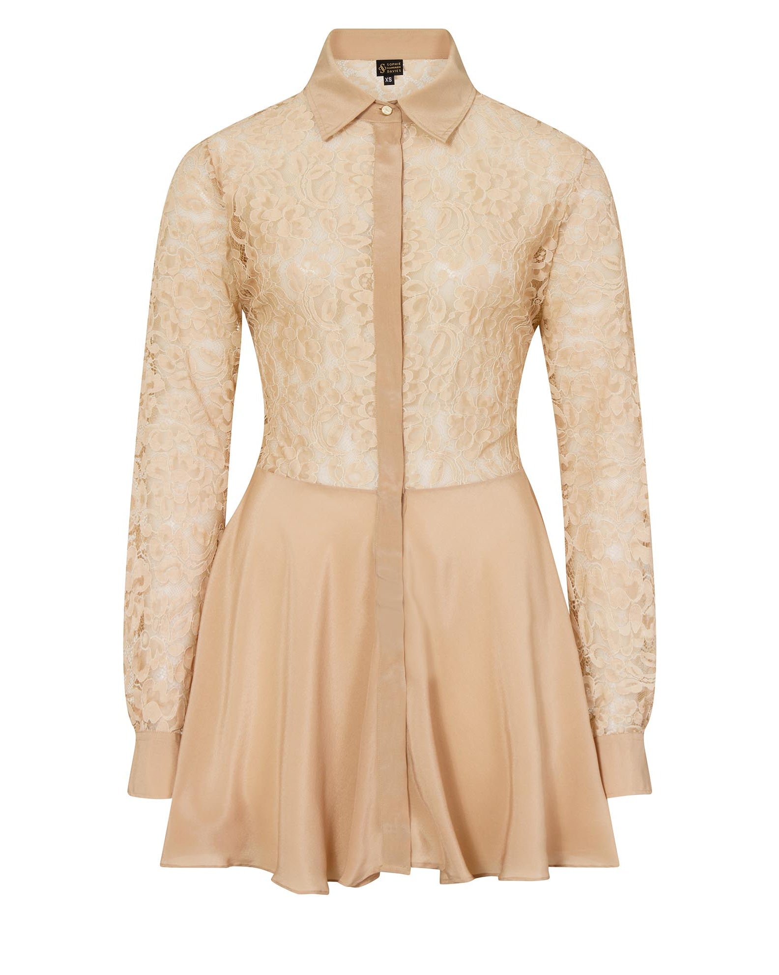 Lace Mini Dress Beige