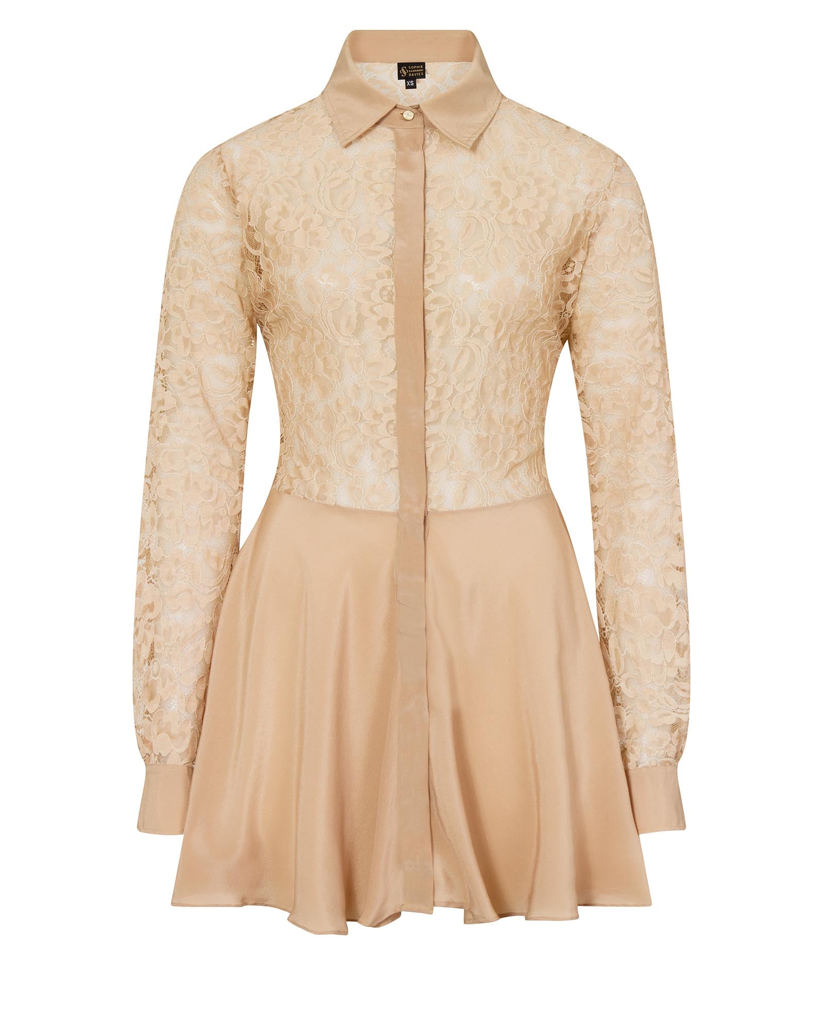 Lace Mini Dress Beige