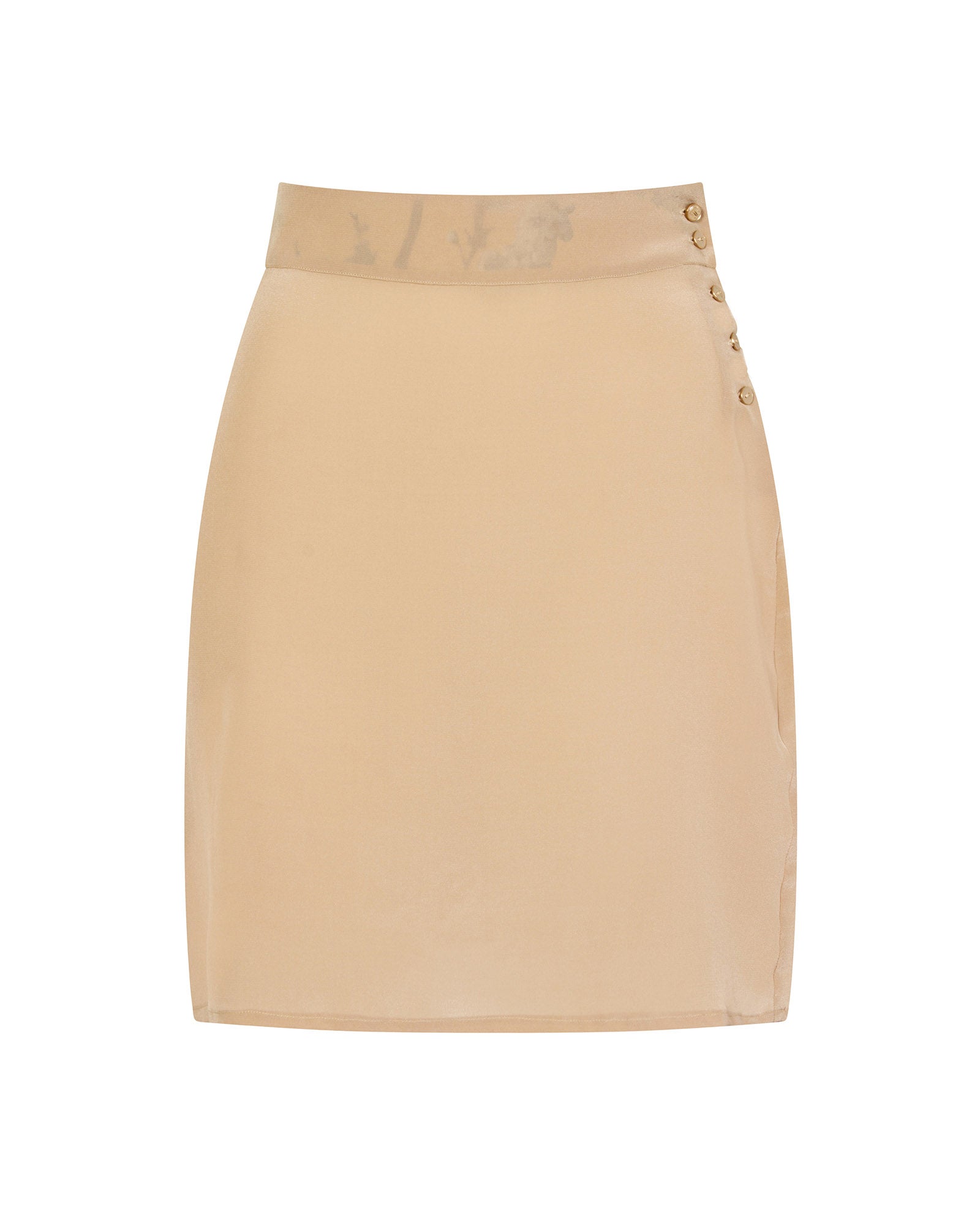 Silk Mini Skirt Beige