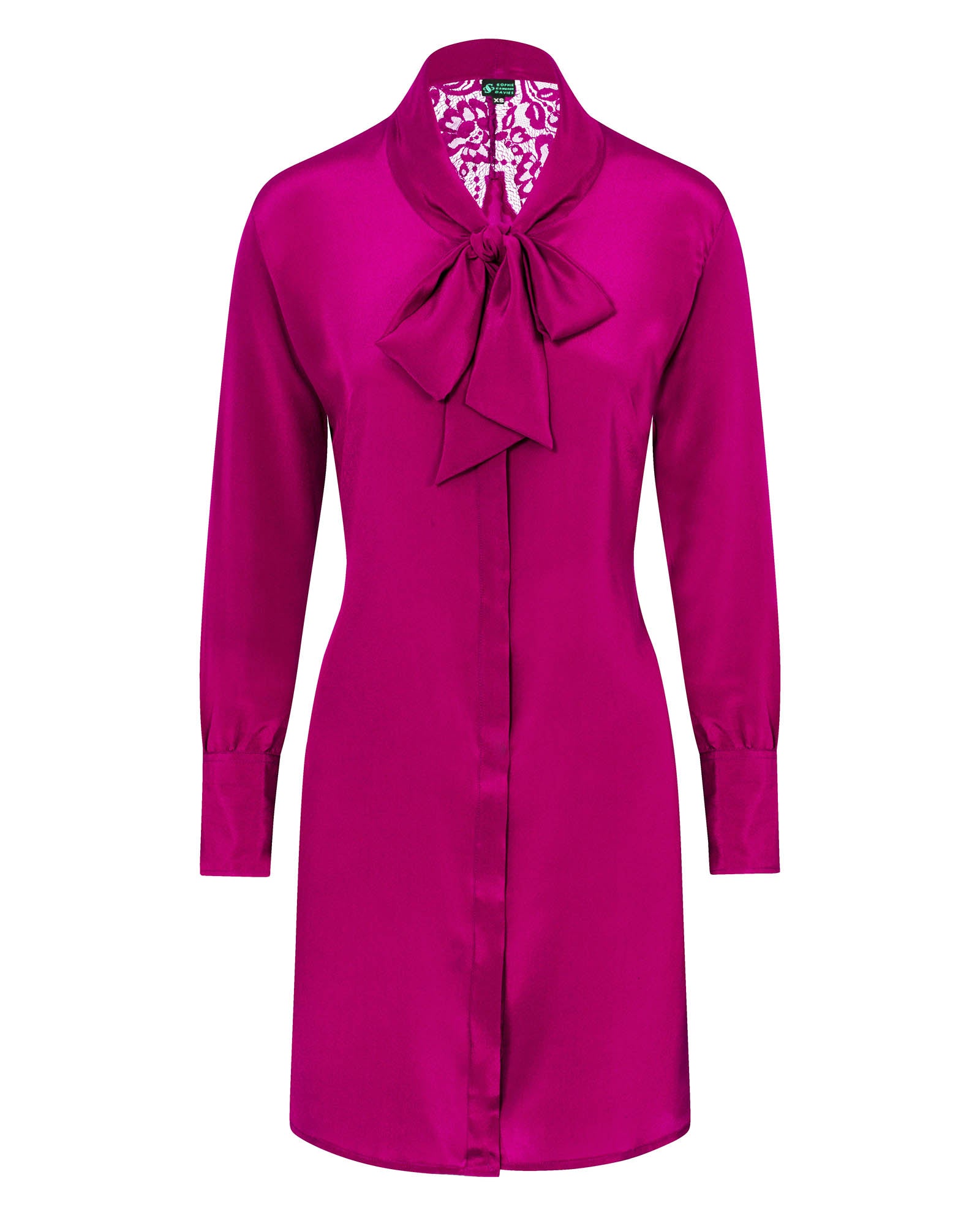 Silk Bow Mini Dress Berry Pink