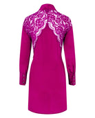 Silk Bow Mini Dress Berry Pink with pink lace panel on the back