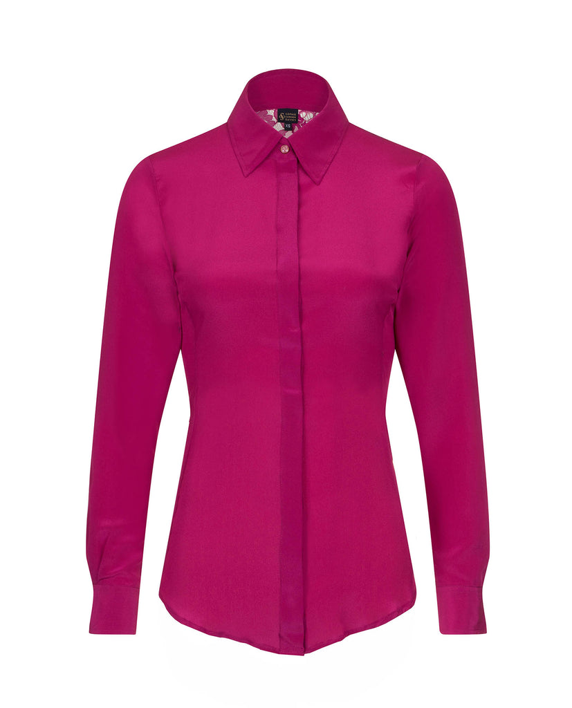 Fitted Silk Shirt Berry Pink
