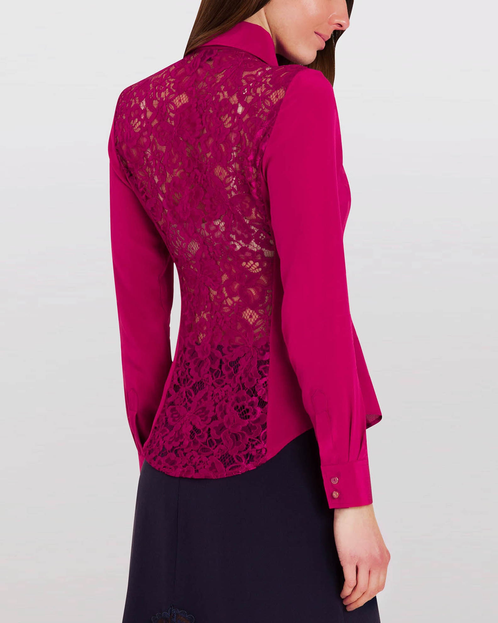 Fitted Silk Shirt Berry Pink