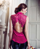 lace back top berry pink