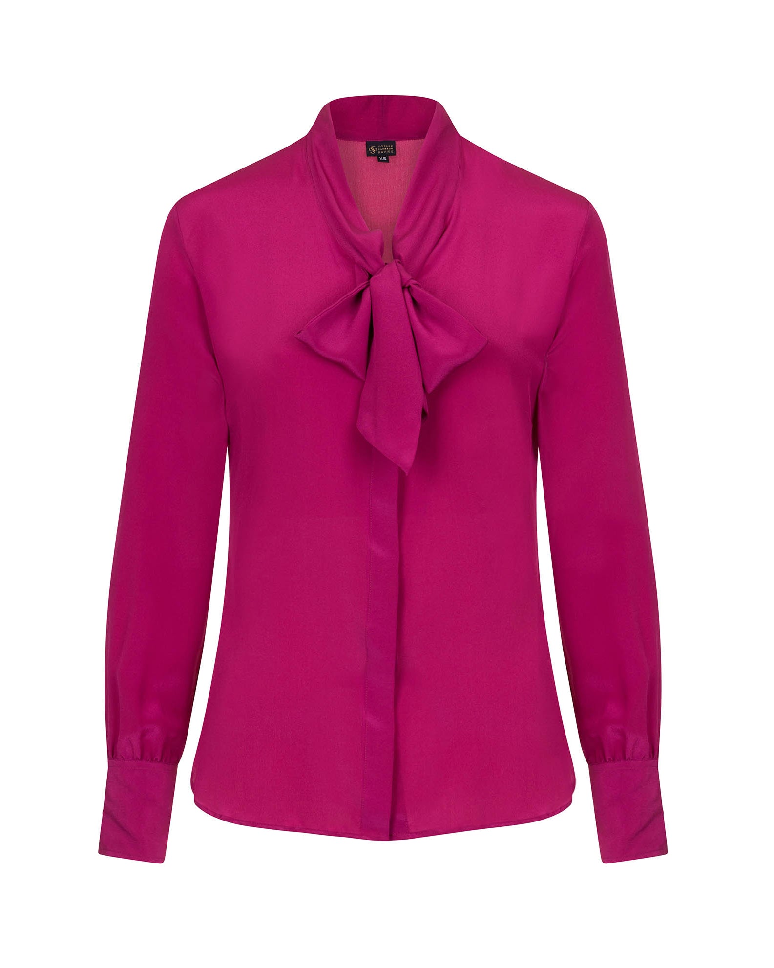 silk bow blouse fuchsia